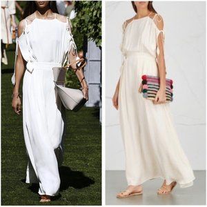 Tory Burch Evalene Cold-Shoulder Crepe Maxi Dress - NWT